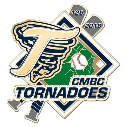 baseball pin with CMBC Tornadoes