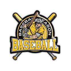 Baseball man with bat - Baseball in yellow, yellow shirt, yellow border
