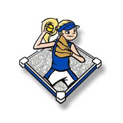 Softball girl - silver field, blue shirt and border