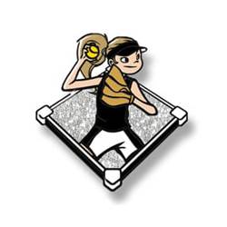 Softball girl - silver field, black shirt and border