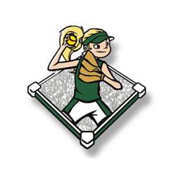 Softball girl - silver field, green shirt and border